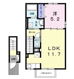 ベルエア木太C【205号室】の間取り