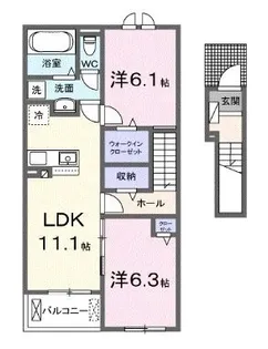 ル グラン高松Ⅱ【203号室】の間取り