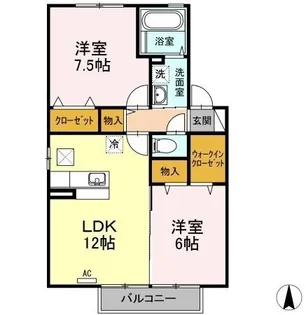 ルーチェ A棟【102号室】の間取り