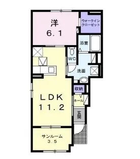 ロッソ カロータC【101号室】の間取り