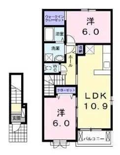 カーサ クレスト【203号室】の間取り