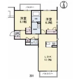 シャーメゾン林田町【201号室】の間取り