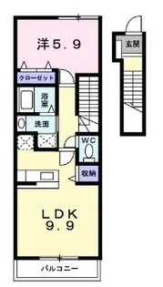 パレス ニュールミネ C【202号室】の間取り