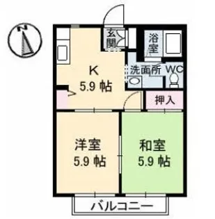 ドムス ヒルズ G館【202号室】の間取り