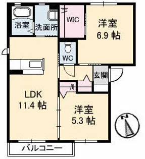 サンフィット A棟【202号室】の間取り
