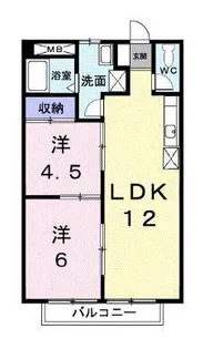 パルネット荒木【203号室】の間取り
