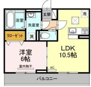 モンレーヴ【102号室】の間取り