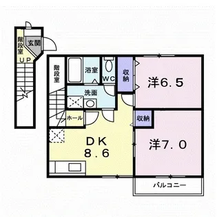 ハーモニーハイツ横井【203号室】の間取り