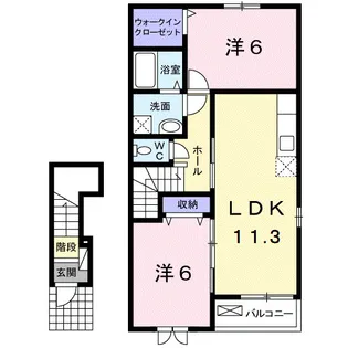 コンフォート切ノ川【204号室】の間取り