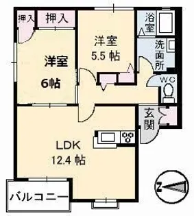 ラ カーナD棟【202号室】の間取り