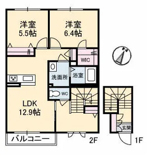 シャーメゾン中府【202号室】の間取り