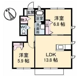 サンモール A棟【101号室】の間取り