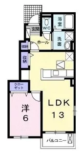 ラ ベレッツァⅡC【101号室】の間取り
