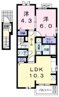 ラメールB【201号室】の間取り