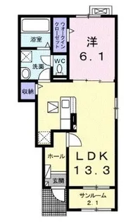 ベルシオン東山崎町A【105号室】の間取り