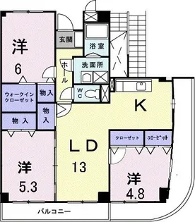 アメニティ屋島【301号室】の間取り