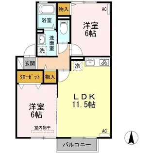 クレイドルF松縄【202号室】の間取り