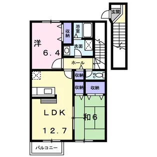 ヴェルテソレーユ B【202号室】の間取り