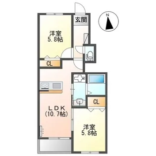 グラン フェリシアⅡ【106号室】の間取り