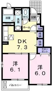 シャン ヴェール Ⅰ番館【104号室】の間取り