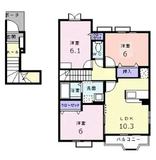 ヴァルトブリーゼ B【201号室】の間取り