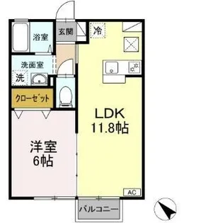 コンフォート イースト【102号室】の間取り