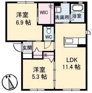 サンフィット C棟【101号室】の間取り