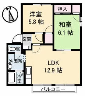 ドムス ヒルズD館【202号室】の間取り