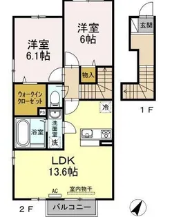 フェリスコート B棟【205号室】の間取り