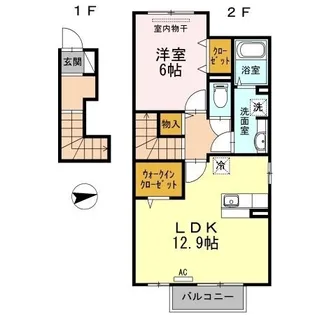 クオーレ アロッジオ 勅使【201号室】の間取り