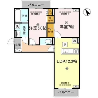 J.リヴェール高松西宝町 A棟【105号室】の間取り