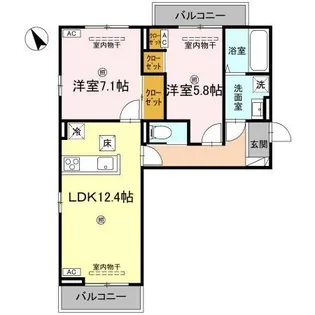 J.リヴェール高松西宝町 A棟【107号室】の間取り