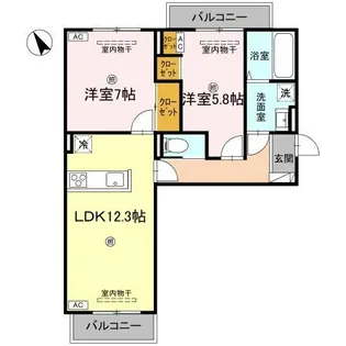 J.リヴェール高松西宝町 A棟【303号室】の間取り