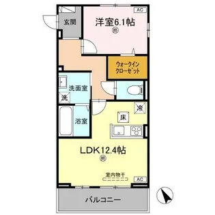 1LDKの間取り画像