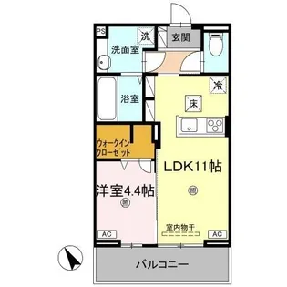 J リヴェール高松西宝町 C棟【106号室】の間取り