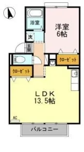 ウエストハイツ屋島A棟【101号室】の間取り