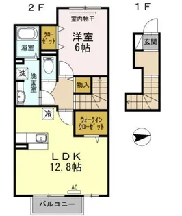 クオーレ アロッジオ 勅使【202号室】の間取り