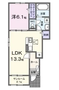 カーサ・グレイス A【101号室】の間取り