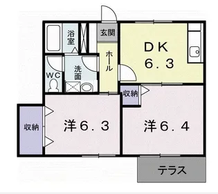 サイドヒルB【103号室】の間取り