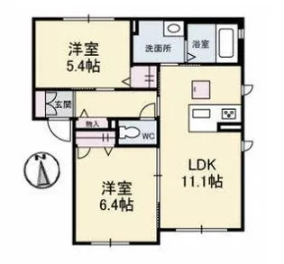 シャーメゾン善通寺町 B棟【202号室】の間取り