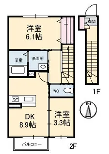 フォレスタ ディ パーチェ【202号室】の間取り