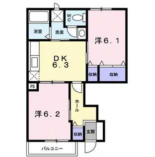 2DKの間取り画像