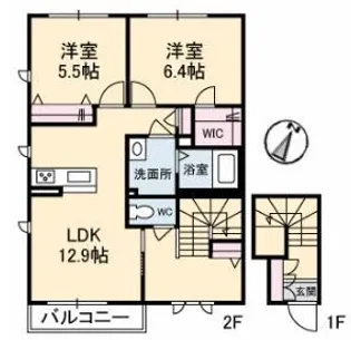 シャーメゾン中府【206号室】の間取り