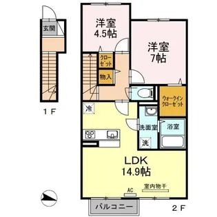 フォンテーヌ金倉 C棟【205号室】の間取り