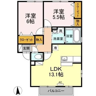 サンパティーク A棟【202号室】の間取り