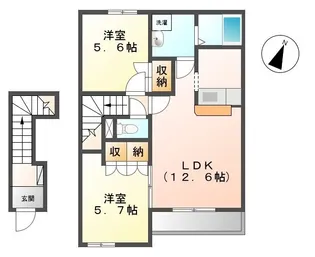 カリーノ桜井Ⅰ【201号室】の間取り