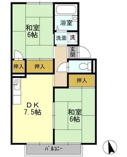 屋島ハイツ A棟【202号室】の間取り