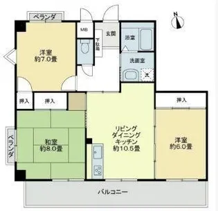 カトレアハイツ石川【201号室】の間取り