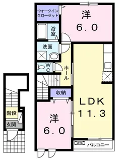ヴィラ・コスモ【202号室】の間取り