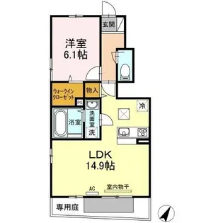 フェリスコート B棟【105号室】の間取り